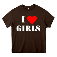 Chocolate Brown i love girls Heavy Core Tee - artisFamous