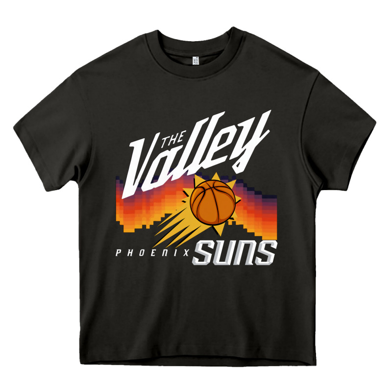 The Valley Oop Phoenix Basketball Retro Sunset Basketball T Shirt Heavy Core Tee by artisFamous | Teevron