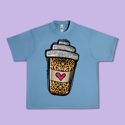 Leopard Glitter Coffee Cup Urban Heavy Tee Designed By Jasminsmagicworld
