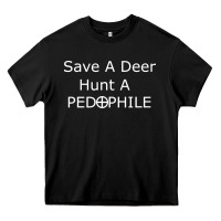 Black save a deer   hunt a pedophil Heavy Core Tee - artisFamous