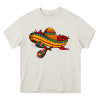 Cream maracas sombrero mexican Heavy Core Tee - artisFamous