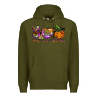 Army Green peace love halloween Premium Hoodie - BarkalooDesign