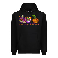 Black peace love halloween Premium Hoodie - BarkalooDesign
