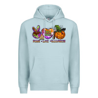 Blue Mist peace love halloween Premium Hoodie - BarkalooDesign