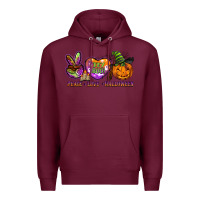 Burgundy peace love halloween Premium Hoodie - BarkalooDesign