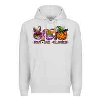 Dove Grey peace love halloween Premium Hoodie - BarkalooDesign