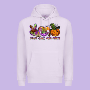 Peace Love Halloween Premium Hoodie Designed By Barkaloodesign