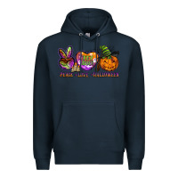 Navy peace love halloween Premium Hoodie - BarkalooDesign