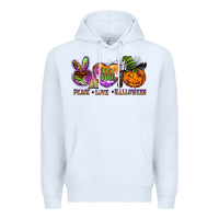 White peace love halloween Premium Hoodie - BarkalooDesign