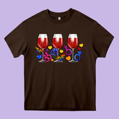 Pride Wine Cups Heavy Core Tee Designed By Fadigitalartstudio