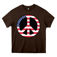 Chocolate Brown United states peace symbol Heavy Core Tee - artisFamous