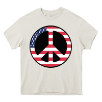 Cream United states peace symbol Heavy Core Tee - artisFamous