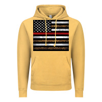 Vintage Mustard thin red line American flag leopard Vintage Hoodie - Artiststas