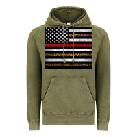 Vintage Olive thin red line American flag leopard Vintage Hoodie - Artiststas