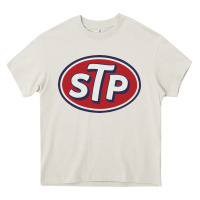 Cream stp motor oil distressed Heavy Core Tee - artisFamous