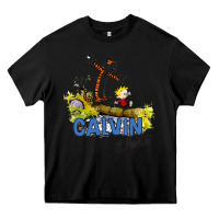 Black calvin hobbes Heavy Core Tee - artisFamous
