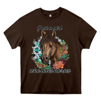 Chocolate Brown Just A Girl Who Loves Horses Heavy Core Tee - artisFamous