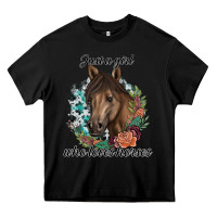 Black Just A Girl Who Loves Horses Heavy Core Tee - artisFamous