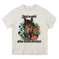 Cream Just A Girl Who Loves Horses Heavy Core Tee - artisFamous