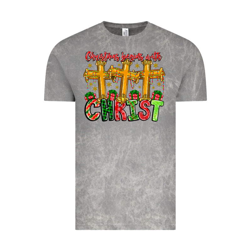 Christmas Begins With Christ Vintage Tee by CowhideDigitalArt | Teevron