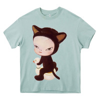 Arona Yoshitomo Nara Cute Cat Heavy Core Tee - artisFamous