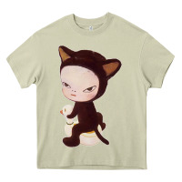 Mossy Yoshitomo Nara Cute Cat Heavy Core Tee - artisFamous