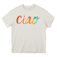 Cream ciao italian saying Heavy Core Tee - artisFamous