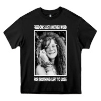 Black vintage janis arts joplin Heavy Core Tee - artisFamous
