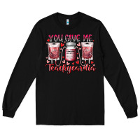 Black you give me teachcardia Long Sleeve Tee - RacoonDesign