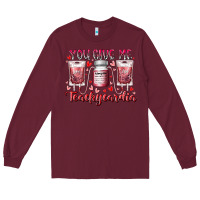 Burgundy you give me teachcardia Long Sleeve Tee - RacoonDesign