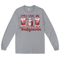 Heather Grey you give me teachcardia Long Sleeve Tee - RacoonDesign