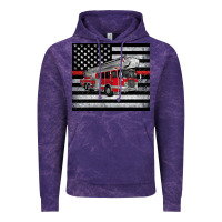 Cloud Purple thin red line American flag fire truck Vintage Hoodie - Artiststas