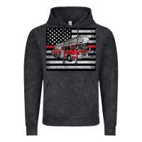 Vintage Black thin red line American flag fire truck Vintage Hoodie - Artiststas