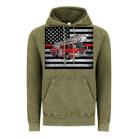 Vintage Olive thin red line American flag fire truck Vintage Hoodie - Artiststas