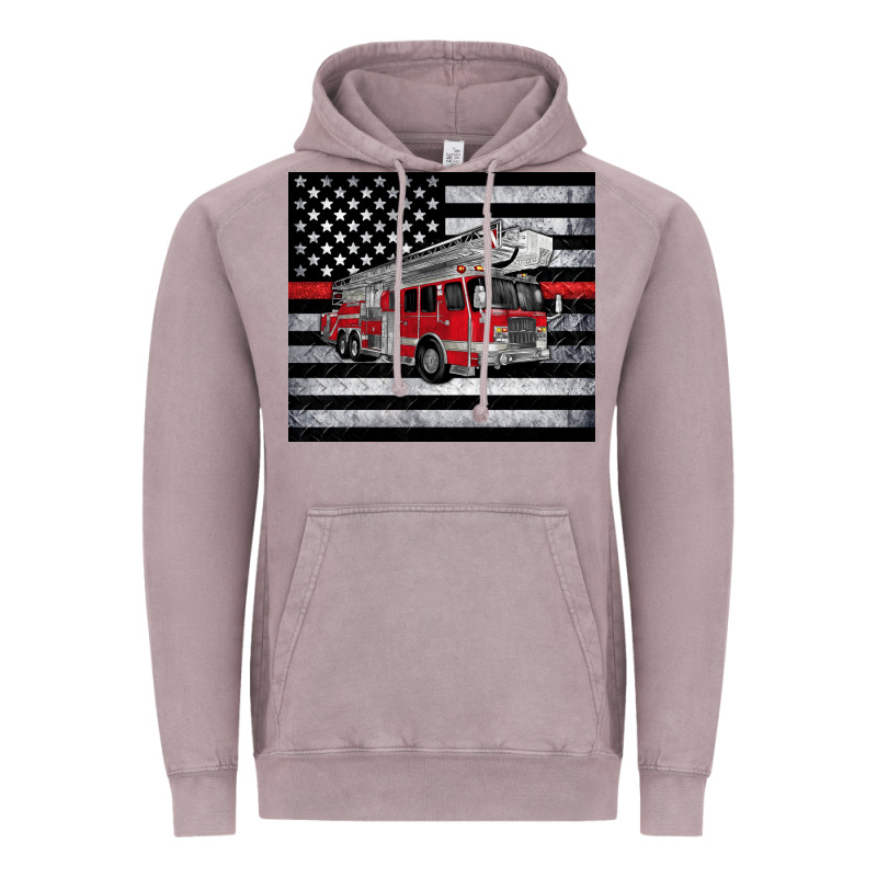 Thin Red Line American Flag Fire Truck Vintage Hoodie by Artiststas | Teevron