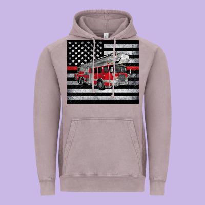 Thin Red Line American Flag Fire Truck Vintage Hoodie Designed By Artiststas