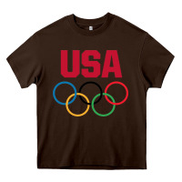 Chocolate Brown Olympic Rings Heavy Core Tee - artisFamous