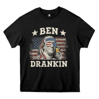 Black Ben Drankin 4th of July Patriotic Funny T-Shirt Heavy Core Tee - artisFamous