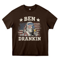 Chocolate Brown Ben Drankin 4th of July Patriotic Funny T-Shirt Heavy Core Tee - artisFamous