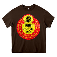 Chocolate Brown red horse Heavy Core Tee - artisFamous