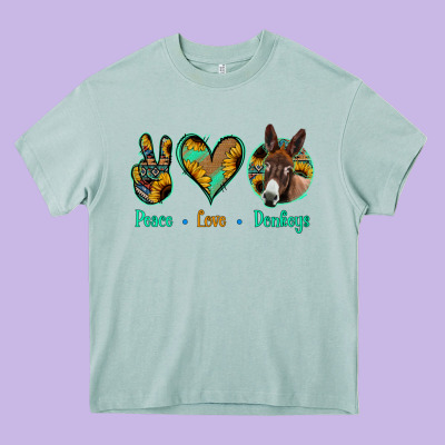 Peace Love Donkeys Heavy Core Tee Designed By Jasminsmagicworld