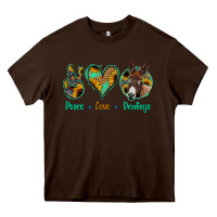 Chocolate Brown Peace Love Donkeys Heavy Core Tee - Jasminsmagicworld