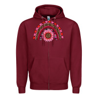 Burgundy valentine's day sunflower rainbow Zipper Hoodie - RanaPortraitStore