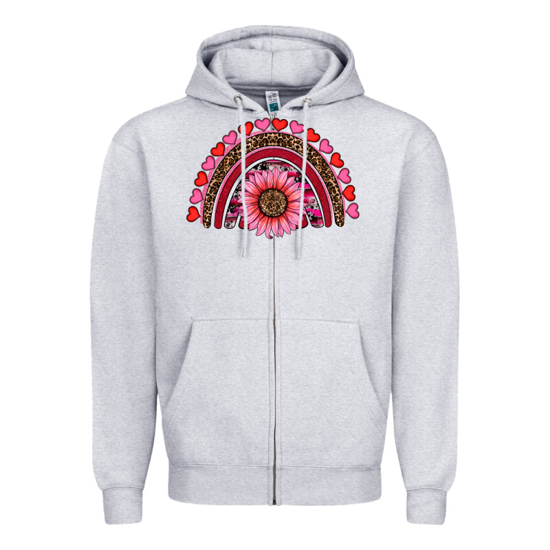 Valentine's Day Sunflower Rainbow Zipper Hoodie by RanaPortraitStore | Teevron