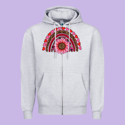 Valentine's Day Sunflower Rainbow Zipper Hoodie Designed By Ranaportraitstore