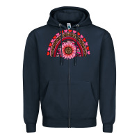 Navy valentine's day sunflower rainbow Zipper Hoodie - RanaPortraitStore