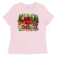 Bubblegum Pink it's The Most Wonderful Time of the year Ladies Tee - CowhideDigitalArt