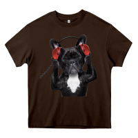 Chocolate Brown french bulldog dj style Heavy Core Tee - artisFamous
