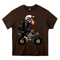 Chocolate Brown monkey bike cartoon Heavy Core Tee - artisFamous