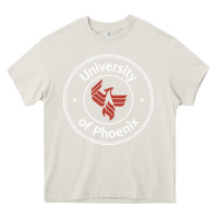 Cream university of phoenix white red Heavy Core Tee - artisFamous